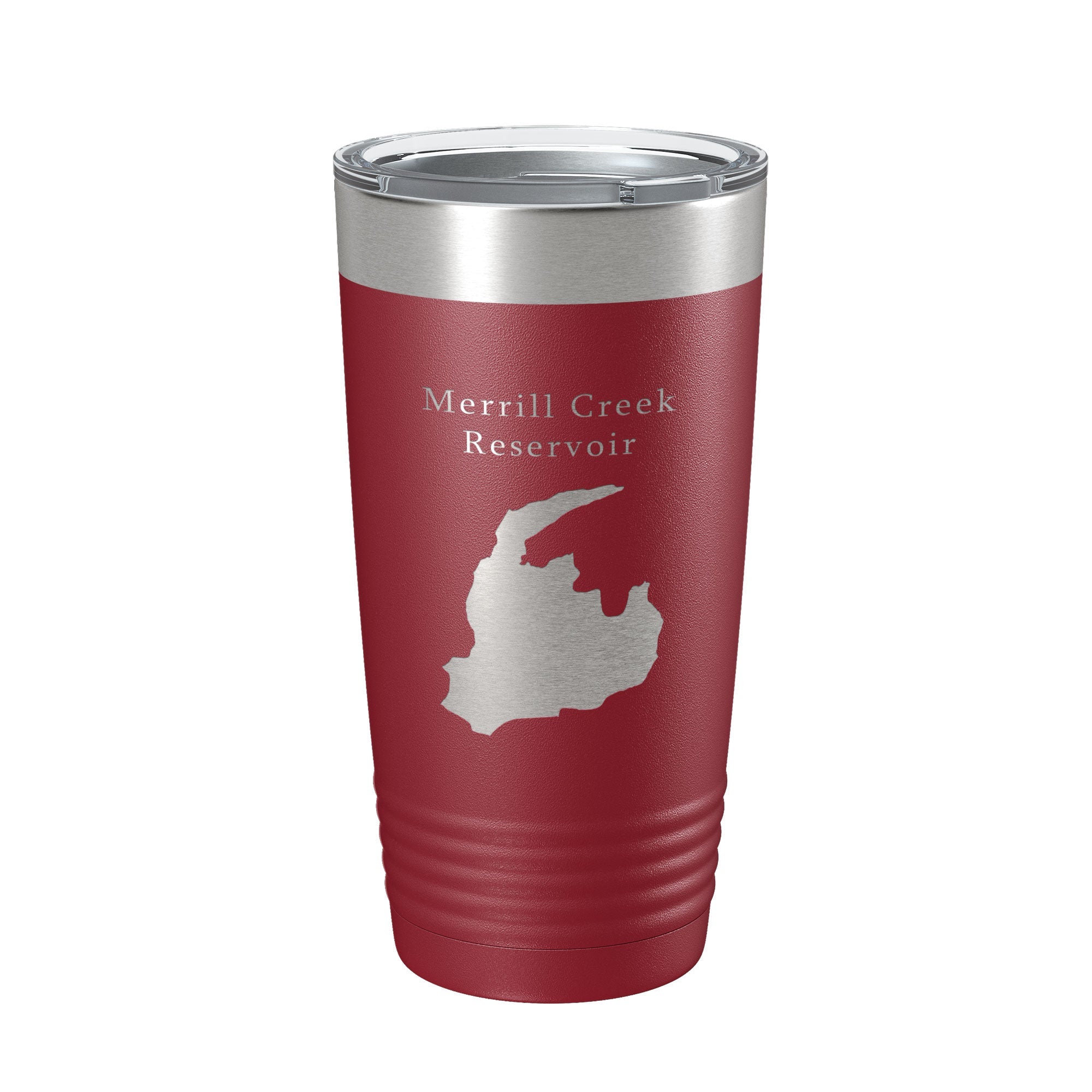 Merrill Creek Reservoir Tumbler Lake Map Travel Mug Insulated Laser Engraved Coffee Cup New Jersey 20 oz