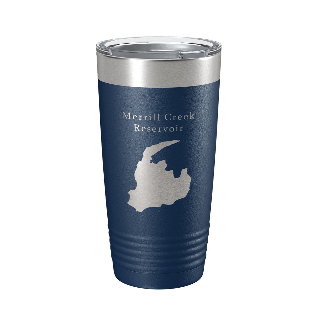 Merrill Creek Reservoir Tumbler Lake Map Travel Mug Insulated Laser Engraved Coffee Cup New Jersey 20 oz